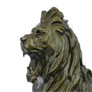 African Lion Roaring Bronze Sculpture on Marble Base Statue