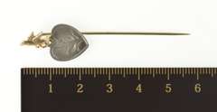 Gold Filled Hummingbird Dove Sweetheart Etched Stick Pin