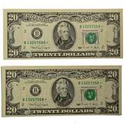 2 CR CU 1990 $20 FRN Star Notes