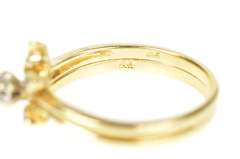 14K Yellow Gold Diamond Leaf Branch Bridal Set Engagement Ring
