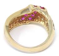 Beautiful 14kt Yellow Gold Red & White CZ Ring