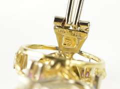 18K Yellow Gold 2/3 Ctw Ruby Sapphire Diamond Retro Wreath Earrings