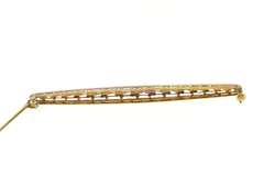 14K Yellow Gold Art Deco Blue Enamel Daisy Filigree Bar Pin/Brooch