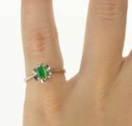 18K White Gold 1960's Natural Emerald Solitaire Engagement Ring