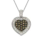 Sterling Silver 1/5 ct. TDW Champagne Diamond Heart Pendant