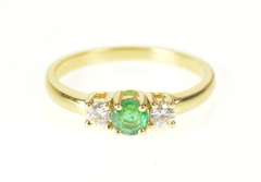 18K Yellow Gold 0.83 Ctw Emerald Diamond Accent Engagement Ring
