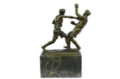 Last Round Boxing Bronze Statue on Marble Base Sculpture