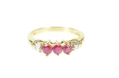 10K Yellow Gold Natural Ruby Baguette Diamond Wedding Band Ring