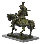 Knight Warrior Bronze Statue on Marble Base Sculpture