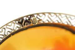14K Yellow Gold Ornate Victorian Carved Lady Shell Cameo Pendant/Pin
