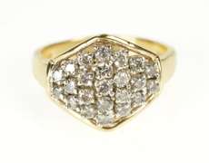 10K Yellow Gold 1.38 Ctw Round Diamond Cluster Statement Ring