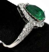 Platinum Emerald & Diamond Ring