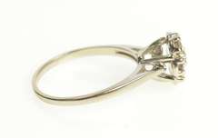 14K White Gold Round Diamond Cluster Classic Engagement Ring