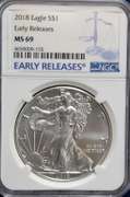 2018 Silver Eagle NGC MS69 ER