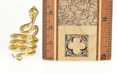 18K Yellow Gold Coiled Serpent Flower Patterned Snake Unique Ring