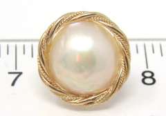 Elegant Yellow Gold Mabe Pearl Rope Bezel Earrings