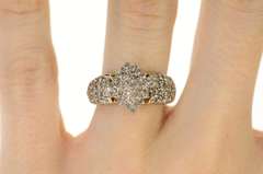 10K Yellow Gold 0.72 Ctw Squared Diamond Cluster Pave Ring