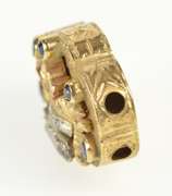 14K Yellow Gold Antique Sapphire Diamond Crown Bracelet Charm/Pendant