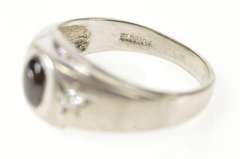 10K White Gold Black Star Sapphire Diamond Accent Men's Ring