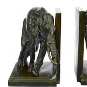 Pair of Elephant Bookends Bronze Sculpture