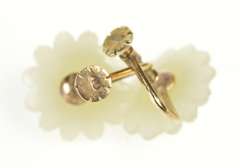 10K Yellow Gold Carved Quartz Daisy Flower Screw Back Earrings