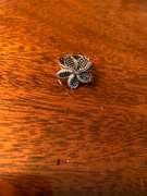 Black & White Gemstone Flower Ring in Sterling Silver