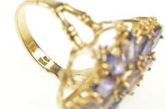10K Yellow Gold Marquise Amethyst Ornate Cocktail Statement Ring