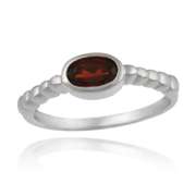 Sterling Silver Garnet Oval Solitaire Ring