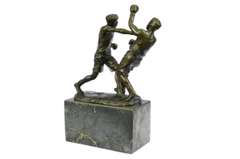 Last Round Boxing Bronze Statue on Marble Base Sculpture