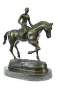 Jockey on Racehorse Bronze Sculpture