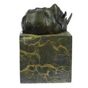 Rhino Bronze Sculpture on Marble Base Figurine