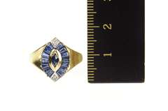 10K Yellow Gold Marquise Sapphire Diamond Accent Statement Ring