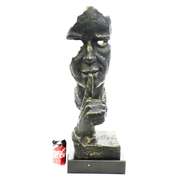 Silence Bronze Sculpture on Marble Base Figurine