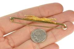 9K Yellow Gold Greyhound Racing Dog Breed Ornate Bar Pin/Brooch