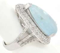 Mesmerizing Aquamarine & Diamond Ring in Sterling Silver