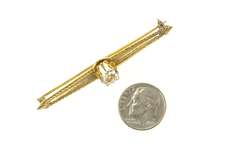 14K Yellow Gold Victorian Cushion Solitaire Ornate Bar Pin/Brooch
