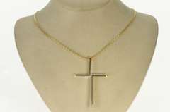18K Yellow Gold Diamond Inset Ornate Cross Christian Faith Pendant