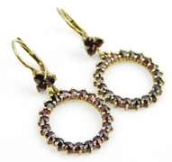 Antique 900 Silver Bohemian Garnet Earrings