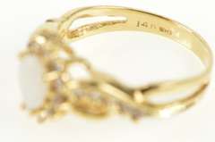 14K Yellow Gold Pear Opal Cubic Zirconia Statement Wavy Ring