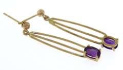 Simple Yellow Gold Amethyst Earrings