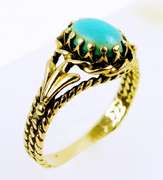 Vintage 14K Gold Turquoise Ring, Size 6