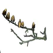 Six Love Birds Multi Color Patina Bronze Statue