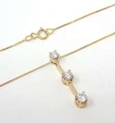 Favorite Diamond 3 Stone Yellow Gold Necklace