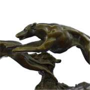 Three Wild Dogs Running on Marble Base Bronze Sculpture