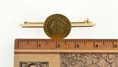 14K Yellow Gold 1857 Indian Princess Head Dollar Coin Bar Pin/Brooch