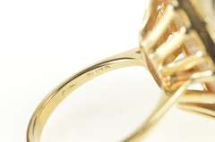 14K Yellow Gold Pear Pearl Diamond Accent Retro Statement Ring