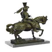 Knight Warrior Bronze Statue on Marble Base Sculpture