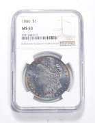 MS63 1886 Morgan Silver Dollar - NGC Blueberry Tone
