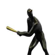 Mid Century Baseball Player Bronze Sculpture