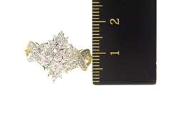 10K Yellow Gold Diamond Encrusted Cluster X Criss Cross Ring